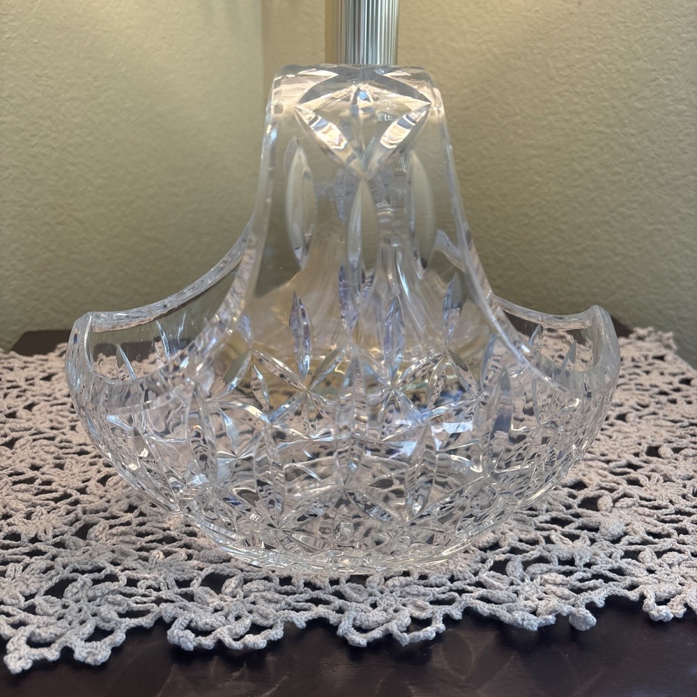 VTG BLOCK Crystal Wyndham Heavy Centerpiece Basket 8 In Length 7 1/2 High,